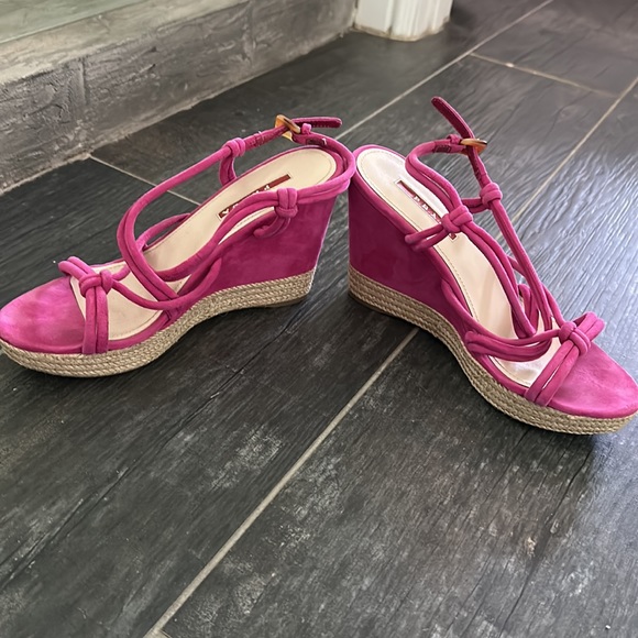 Prada Pink Suede Wedges - Picture 3 of 5